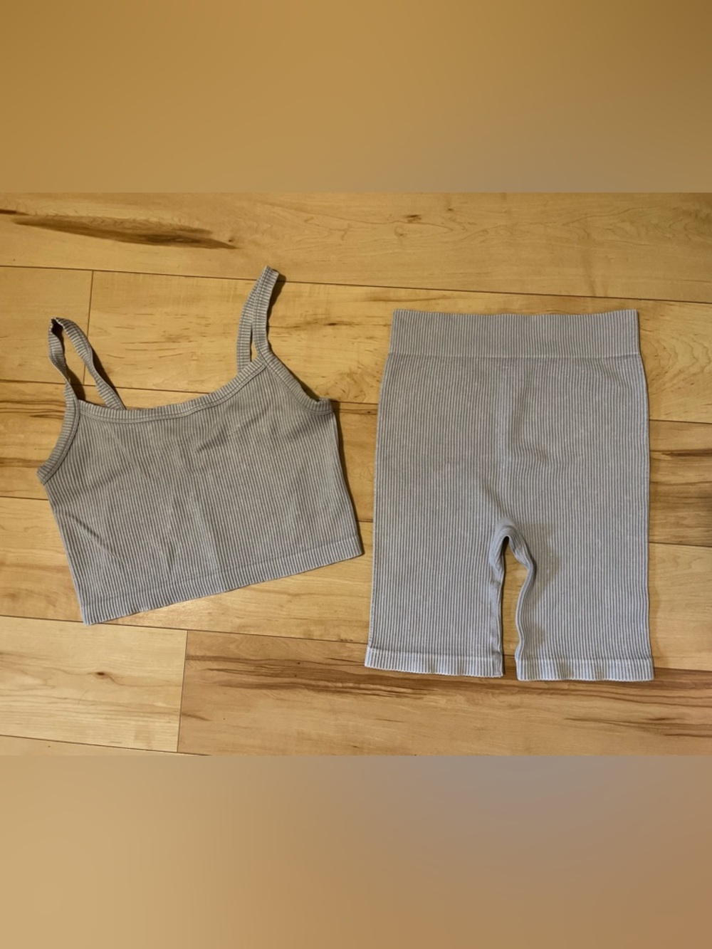 Forever 21 Ribbed Bike Shorts and Tank Set - Lavender